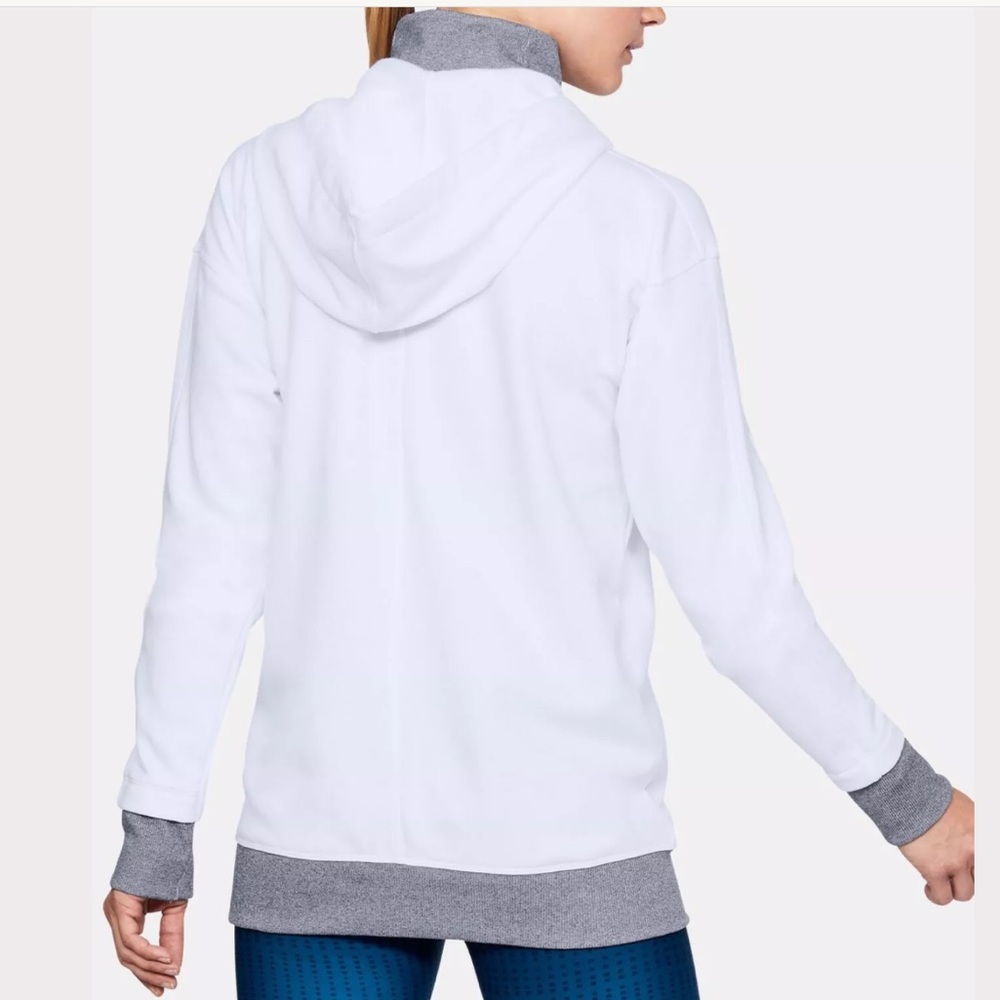 New Under Armour M White Hoodie Zipper Sweatshirt - Picture 2 of 7